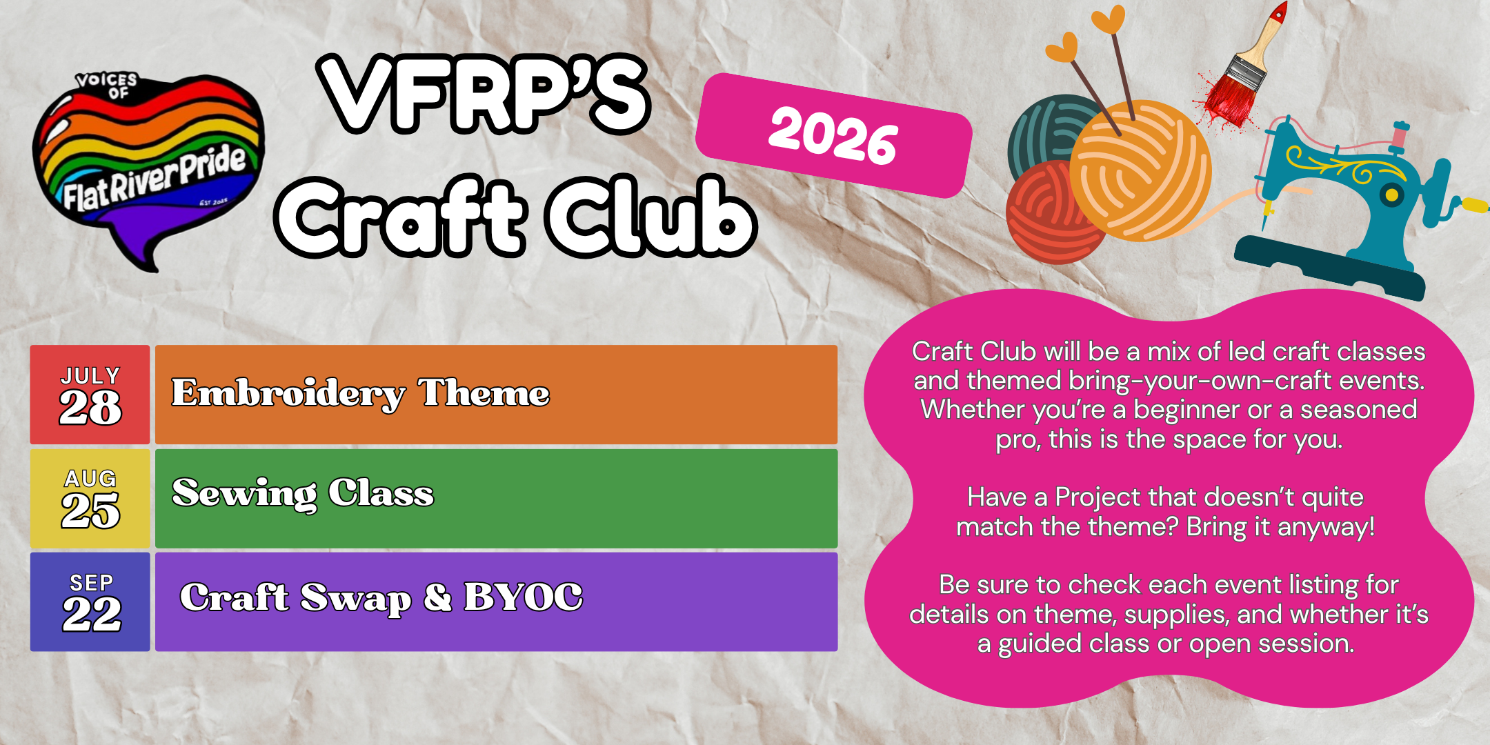 September Craft Club - Craft Swap & Open Craft Night